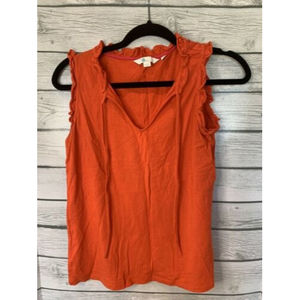 Boden Blouse Womens Size 4 Red Peasant Top Sleeveless Tie Neck Shirt Modal